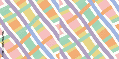 Fotografía Pastel Plaid Pattern With Interwoven Rectangular Stripes