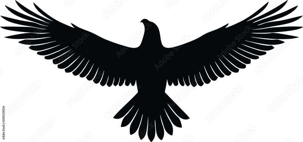 Obraz premium Majestic Eagle Silhouette Vector Logo Design – Flying Eagle Bird Black Icon Illustration