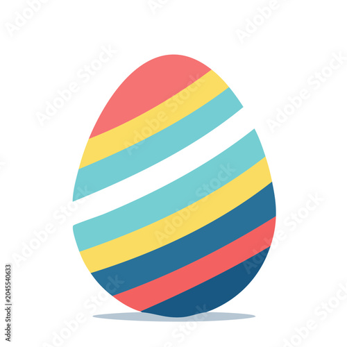Colorful Easter egg with stripes on white background