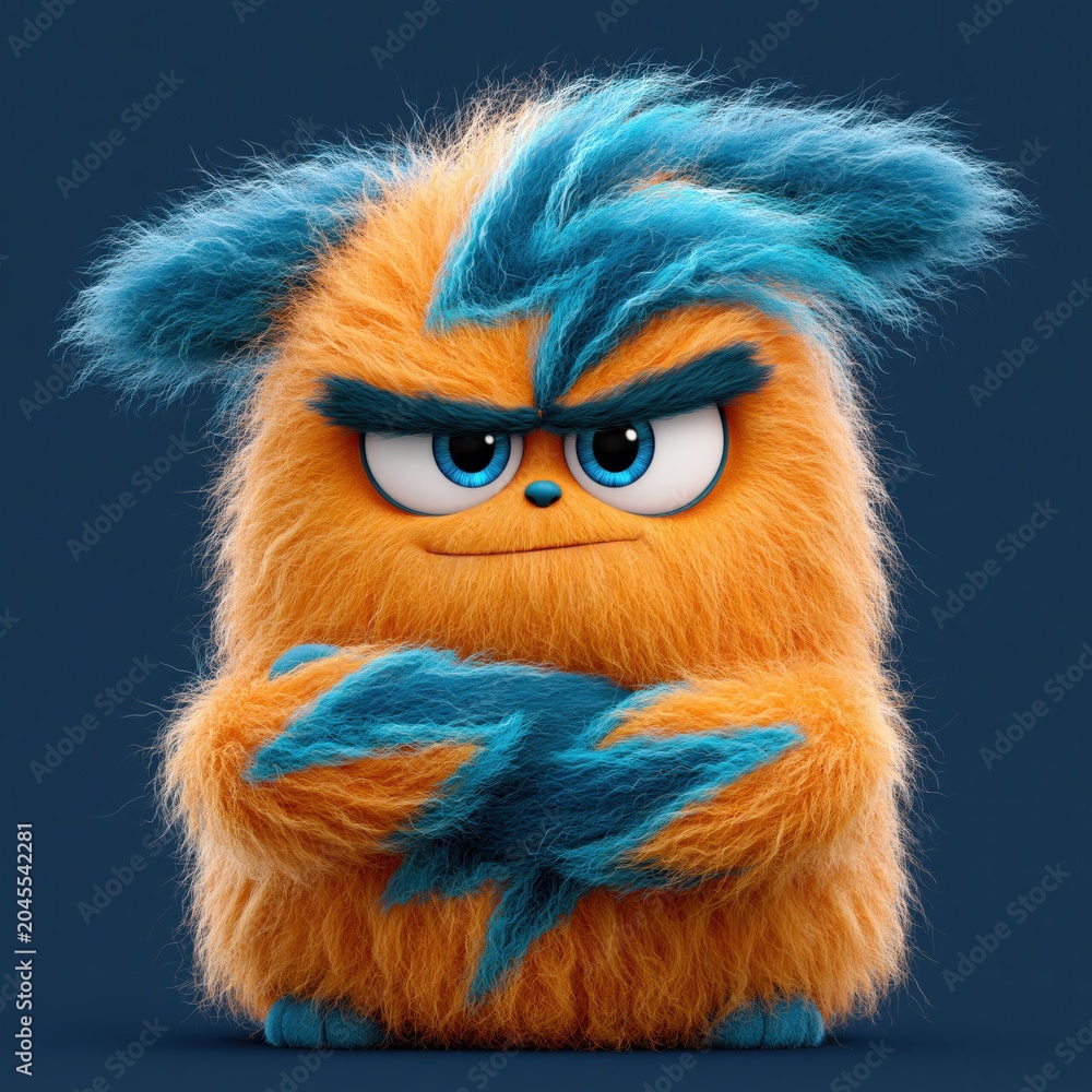 Obraz premium Fluffy Monster Mascot With Angry Eyes