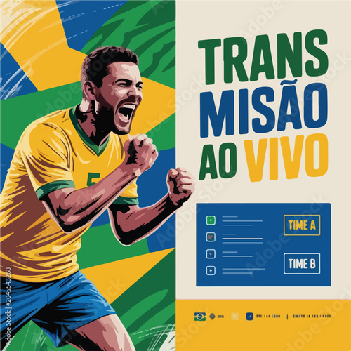 Brazil Live Football Match Broadcast Social Media Flyer Template
