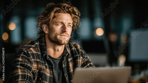 Man sitting at a table with a laptop