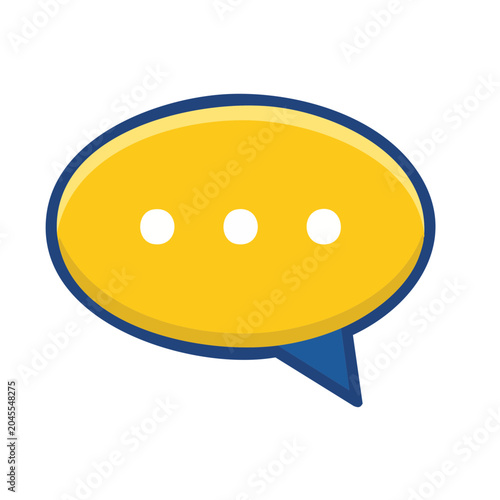 Yellow speech bubble with three dots on transparent background