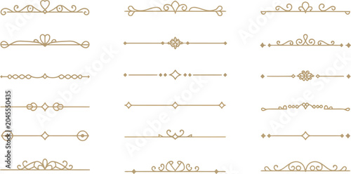 Foto Vintage gold divider, lines, decorative borders and separators for luxury design