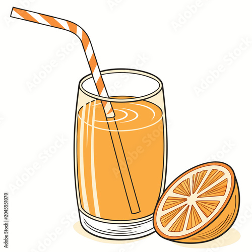 glass of orange juice and orange
