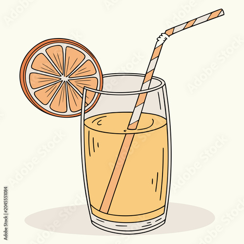 glass of orange juice with lemon