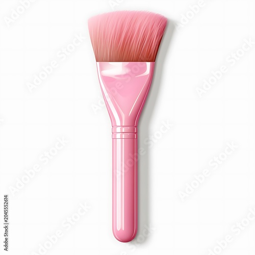 Wide pink makeup brush for foundation application on white background.