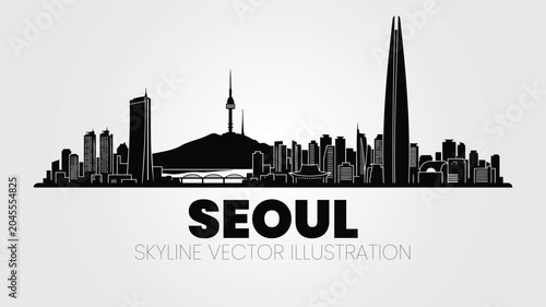 Photography Minimalist Seoul Skyline Illustration Vector Illustration