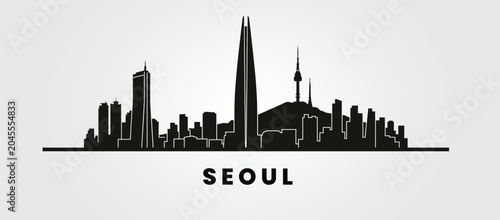 Seoul Cityscape Vector Featuring Urban Architecture