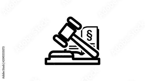 Foto Justice Gavel and Law Book Icon, Legal System Symbol