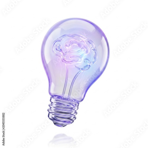 3D Glass Light Bulb Icon for Innovation and Creative Ideas