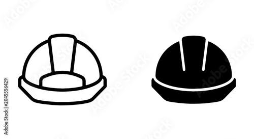 Construction Hard Hat Icons: Safety Gear Vector Set, Industrial Protection