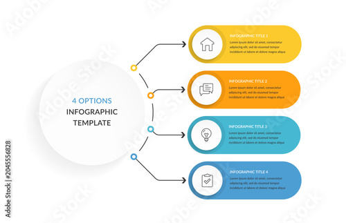 Fotografie Infographic template featuring a clean flowchart design with four options for vi