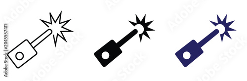 Foto Minimalist sparkler icon set, burning firework stick vector, celebratory spark a