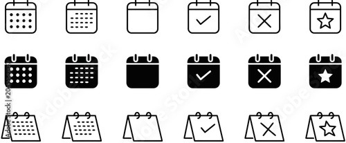 Calendar date selection icons and time planning symbols set with calendar schedule planning appointment deadline collection business organizer management reminder selection template