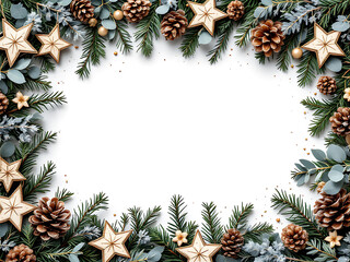 Christmas Botanical Frame and Border Collection with Gift Boxes and Winter Decorations