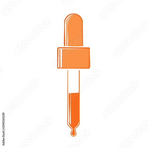 Orange dropper with liquid and drop