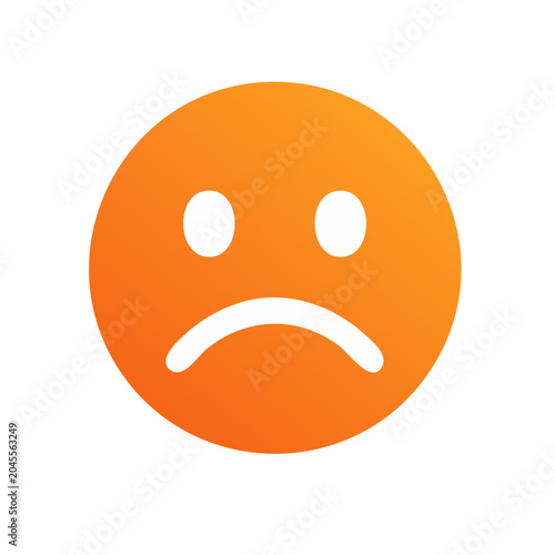 Sad face icon with orange gradient on white background