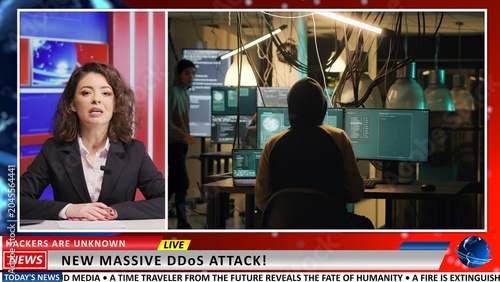 Obraz na płótnie Journalist shares hackers attack event, warning citizens to have strong passwords and avoid stealing information