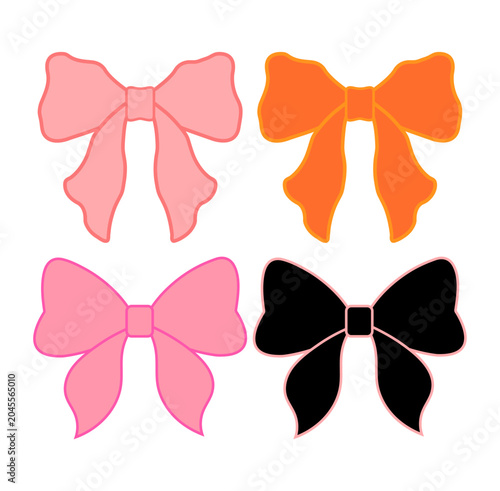 Set of colorful decorative gift ribbons and bow vector