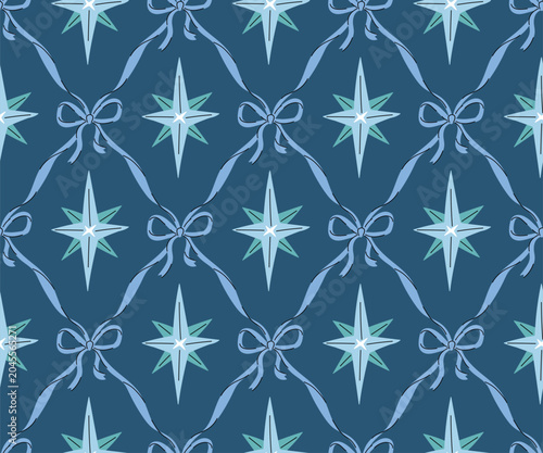 Bilde på lerret Vector cute coquette bow seamless pattern