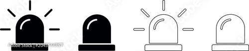 Set of siren icons, both filled and outline styles for emergency alerts