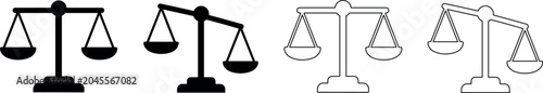 Photos Set of balance scale icons representing justice and measurement
