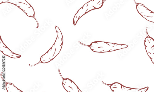 Canvas Print Doodle Chili Seamless Pattern