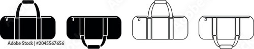 Fényképezés Set of four duffel bag icons in solid black and outline styles