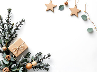 Minimal Christmas Corner Borders with Winter Botanical Decorations