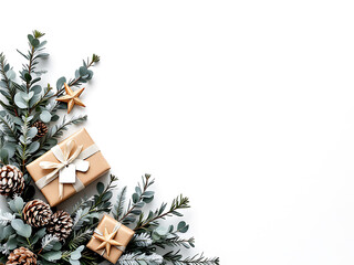 Minimal Christmas Corner Borders with Winter Botanical Decorations
