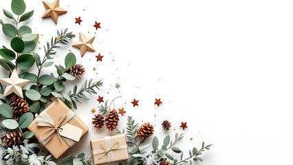 Minimal Christmas Corner Borders with Winter Botanical Decorations