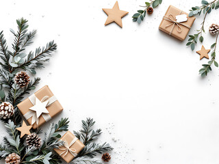 Minimal Christmas Corner Borders with Winter Botanical Decorations