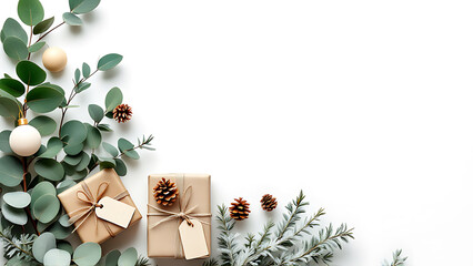 Minimal Christmas Corner Borders with Winter Botanical Decorations