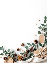 Minimal Christmas Corner Borders with Winter Botanical Decorations