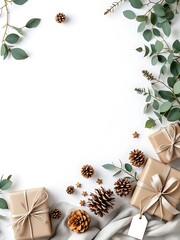 Minimal Christmas Corner Borders with Winter Botanical Decorations