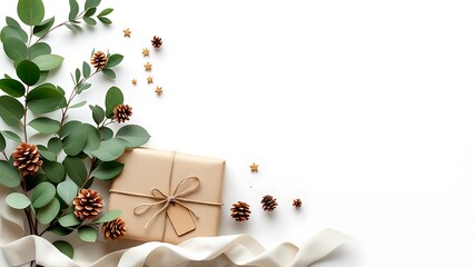 Minimal Christmas Corner Borders with Winter Botanical Decorations