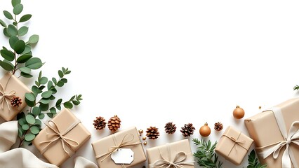 Minimal Christmas Corner Borders with Winter Botanical Decorations