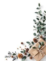 Minimal Christmas Corner Borders with Winter Botanical Decorations