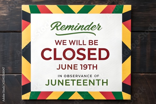 Juneteenth Closure Sign, Closed For Juneteenth Reminder, Business Closed June 19, Juneteenth Office Notice, Holiday Closure Announcement