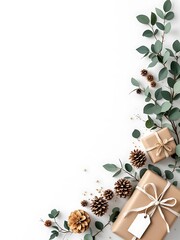 Minimal Christmas Corner Borders with Winter Botanical Decorations
