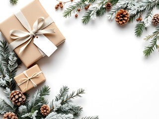 Minimal Christmas Corner Borders with Winter Botanical Decorations