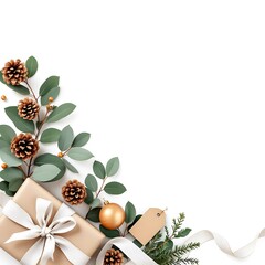 Minimal Christmas Corner Borders with Winter Botanical Decorations
