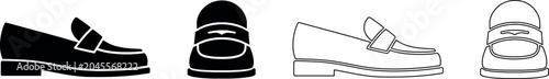 Photos Classic loafer shoe icons in silhouette and outline styles