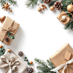 Minimal Christmas Corner Borders with Winter Botanical Decorations