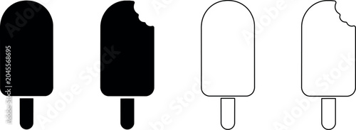 Schilderij op canvas Set of four popsicle icons, two solid and two outlined, one bitten
