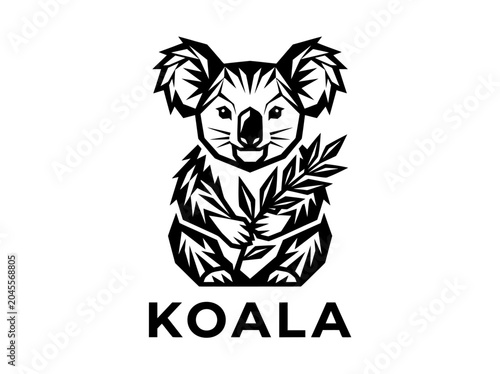 Black and white koala bear animal.