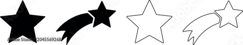 Photos Set of simple star icons, both filled and outlined for design versatility