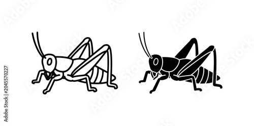 Quadro em tela Grasshopper Icons, Insect Vector Art, Black and White Critter Graphics