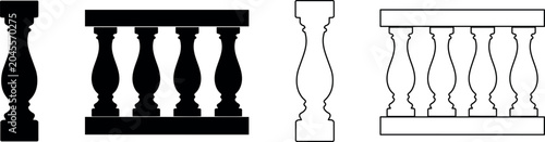 Canvastavla Classic balustrade designs in silhouette and outline for architectural elements